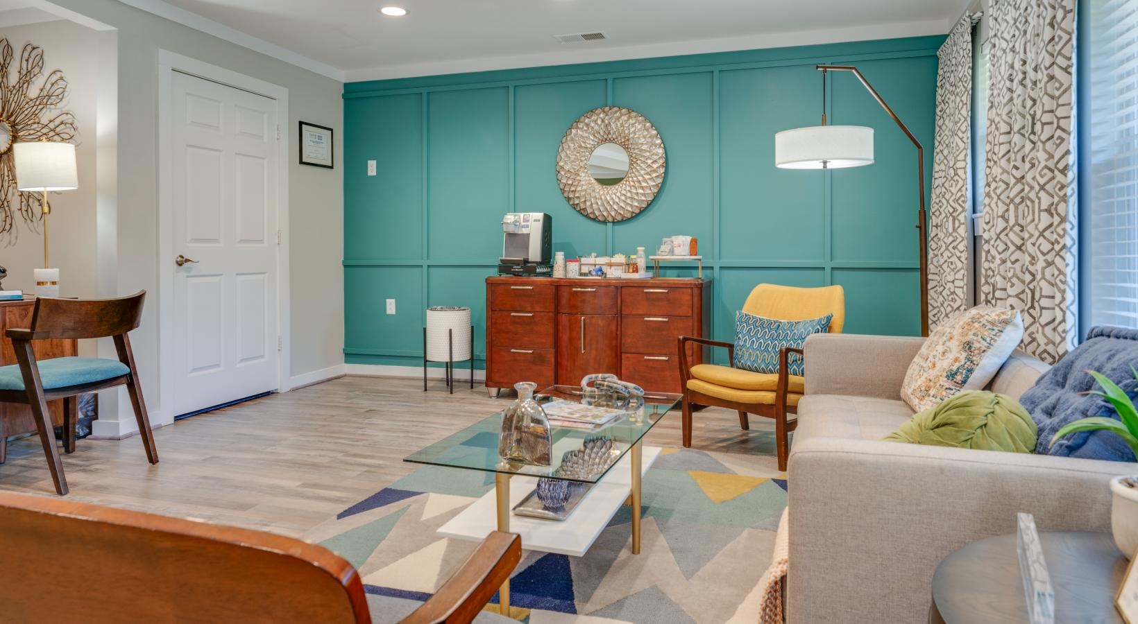 Enjoy our resident-only features resident clubhouse with couches and chairs